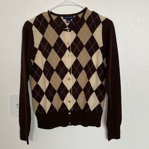Argyle long sleeve sweater